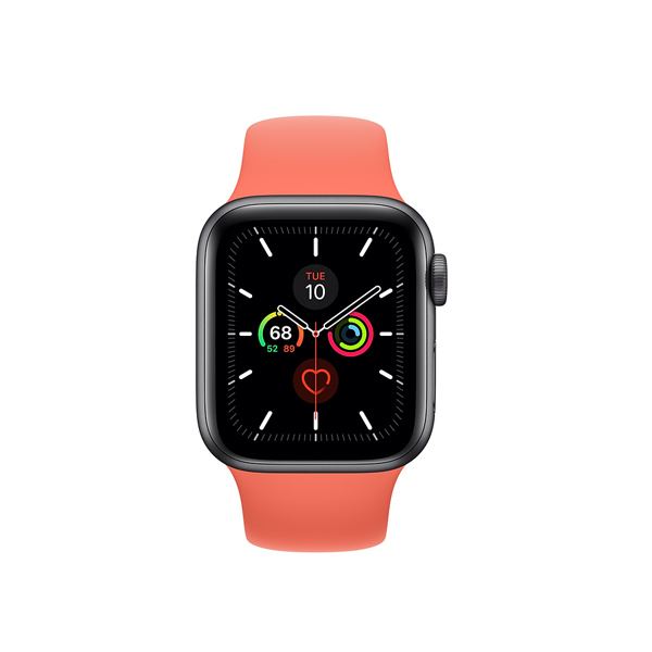 Apple Watch Series 5 (GPS, 40mm, Space Gray Aluminum Case, Clementine Sport Band)